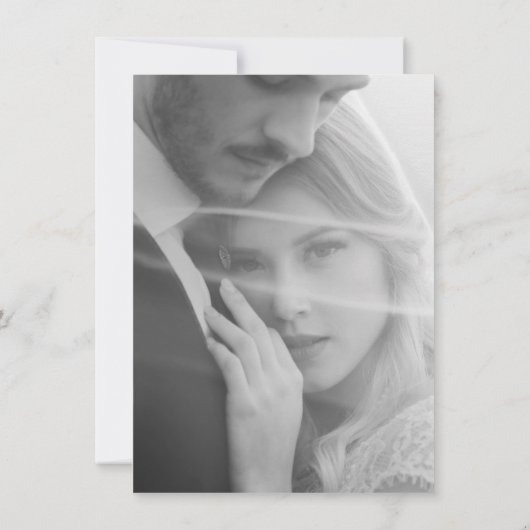 Krant Zwart Donker Mode Unieke foto bruiloft Save The Date (Achterkant)