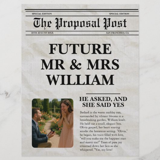 Krant Zwart-wit Fun Photo Save The Date Flyer (Voorkant)