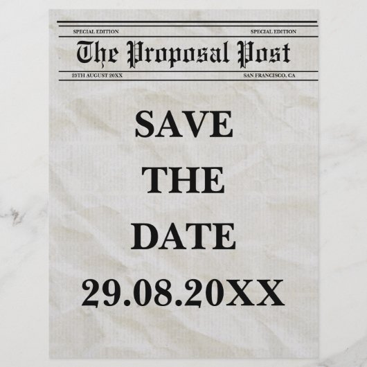 Krant Zwart-wit Fun Photo Save The Date Flyer (Achterkant)