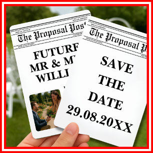 Krant Zwart-wit Fun Photo Save The Date Kaart