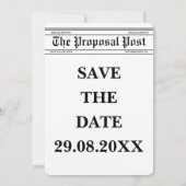 Krant Zwart-wit Fun Photo Save The Date Kaart (Achterkant)