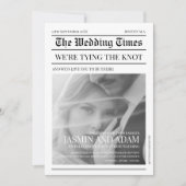 Krant Zwart-wit Unieke foto bruiloft Kaart (Voorkant)