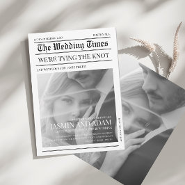 Krant Zwart-wit Unieke foto bruiloft Kaart