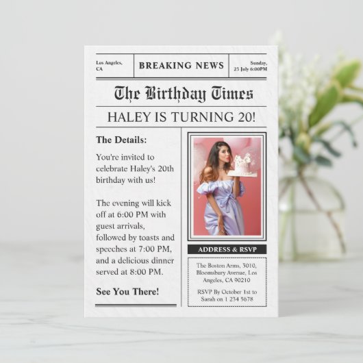 Kranten 20e verjaardag Funny Magazine Hoesje Foto Kaart (Staand voorkant)