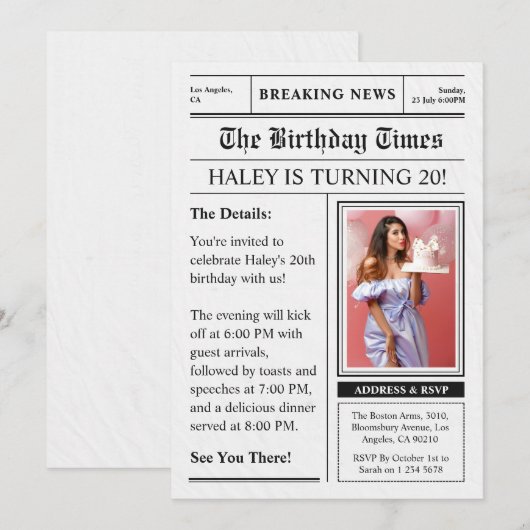 Kranten 20e verjaardag Funny Magazine Hoesje Foto Kaart (Voorkant / Achterkant)