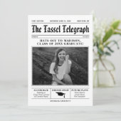 Kranten Afstuderen Kaart Uitnodiging Aankondiging (Staand voorkant)