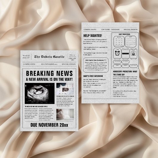 Kranten Baby onthullen zwangerschapsaankondiging Kaart