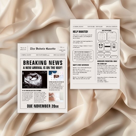 Kranten Baby onthullen zwangerschapsaankondiging Kaart