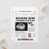 Kranten Baby onthullen zwangerschapsaankondiging Kaart (Voorkant / Achterkant in situ)