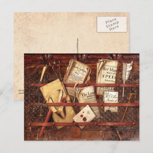 Kranten, brieven en schrijfpapier briefkaart (Voorkant / Achterkant)