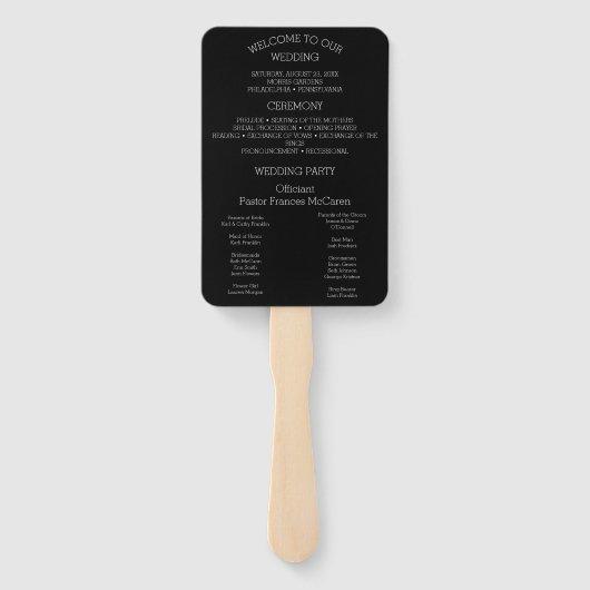 Kranten bruiloft programma fan, fan programma sjab handwaaier (Achterkant)