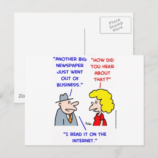 kranten die internet sterven briefkaart (Voorkant / Achterkant)