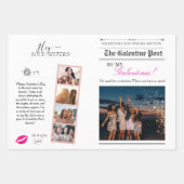 Kranten Galentine Post Bloem Boeket Roze Lippen Inpakpapier Vel (Voorkant 2)