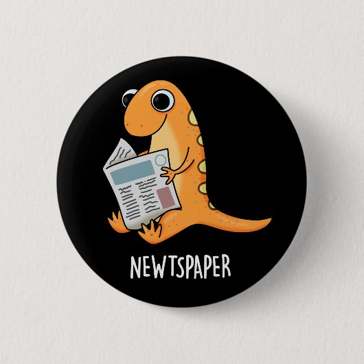 Kranten Grappig Newt Pun Dark BG Ronde Button 5,7 Cm (Voorkant)