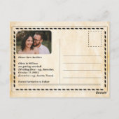 Kranten Huwelijk Rustieke Elegante Bewaar De Datum Briefkaart (Achterkant)