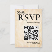 Kranten Huwelijk Rustieke Elegante QR Code RSVP Kaartje (Achterkant)