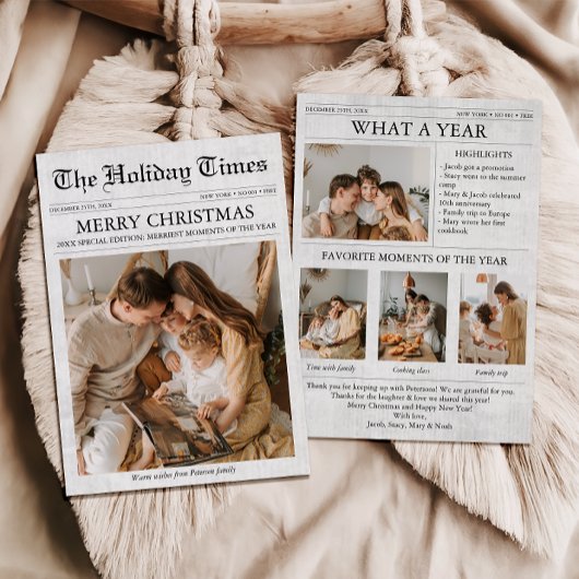 Kranten Kerst Nieuwsbrief Fotocollage Feestdagenkaart