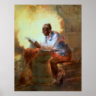 Kranten lezen door Candlelight Poster