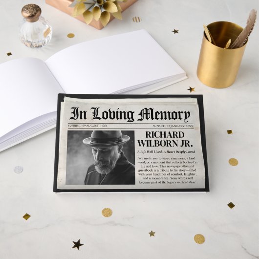 Kranten Memorial Gastboek Uitvaart Gastboek Gastenboek (Voorkant open)