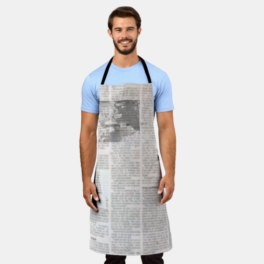 Kranten met oude onleesbare tekst. grunge schort (Gedragen)