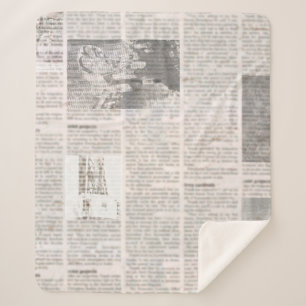 Kranten met oude onleesbare tekst.  grunge sherpa deken