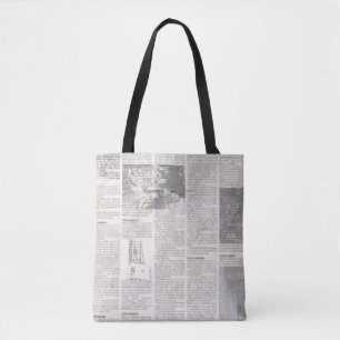 Kranten met oude onleesbare tekst. grunge tote bag