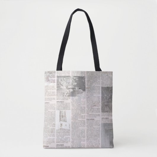 Kranten met oude onleesbare tekst.  grunge tote bag (Voorkant)
