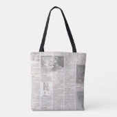 Kranten met oude onleesbare tekst.  grunge tote bag (Achterkant)