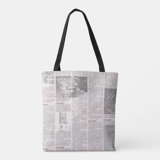 Kranten met oude onleesbare tekst.  grunge tote bag (Achterkant)