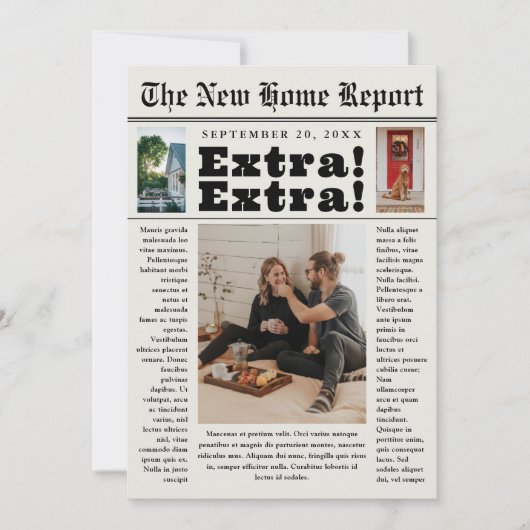 Kranten Nieuwe Home Foto Verhuizen Aankondiging (Voorkant)