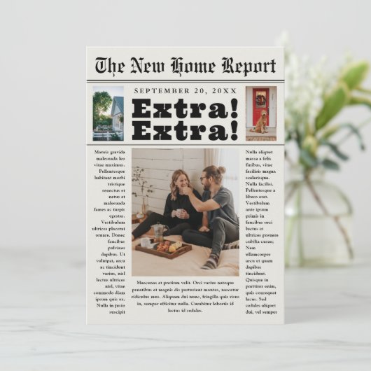 Kranten Nieuwe Home Foto Verhuizen Aankondiging (Staand voorkant)