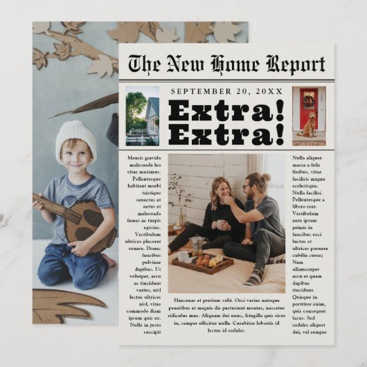 Kranten Nieuwe Home Foto Verhuizen Aankondiging (Voorkant / Achterkant)