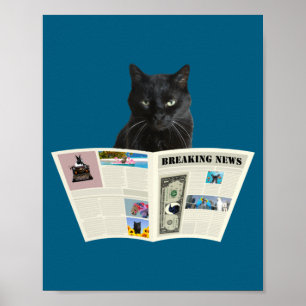 Kranten Nieuws Nieuwtje Zwarte Kat Au Journal Poster