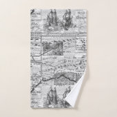 Kranten Ocean Map Black White Vintage Bad Handdoek (Handdoek)