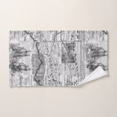 Kranten Ocean Map Black White Vintage Bad Handdoek (Handdoek)