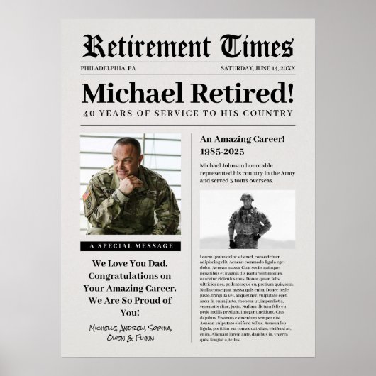 Kranten Pensioen Militaire Vet Foam Poster (Voorkant)