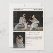Kranten Save the Date Huwelijk Beige Kaart (Achterkant)