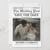 Kranten Save the Date Huwelijksuitnodiging (Voorkant)