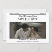 Kranten Save the Date Huwelijksuitnodiging (Voorkant)
