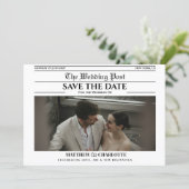 Kranten Save the Date Huwelijksuitnodiging (Staand voorkant)