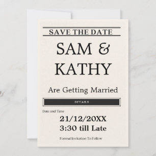 Kranten Save the Date Kaart – Vintage & Uniek Wij