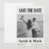 Kranten Save the Date Vintage aangepaste foto (Voorkant / Achterkant)