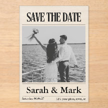 Kranten Save the Date Vintage aangepaste foto