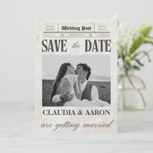 Kranten sparen de Datum Foto Kaart (Staand voorkant)