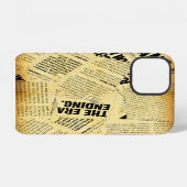 Kranten tekst met oud papier iPhone hoesje (Achterkant horizontaal)