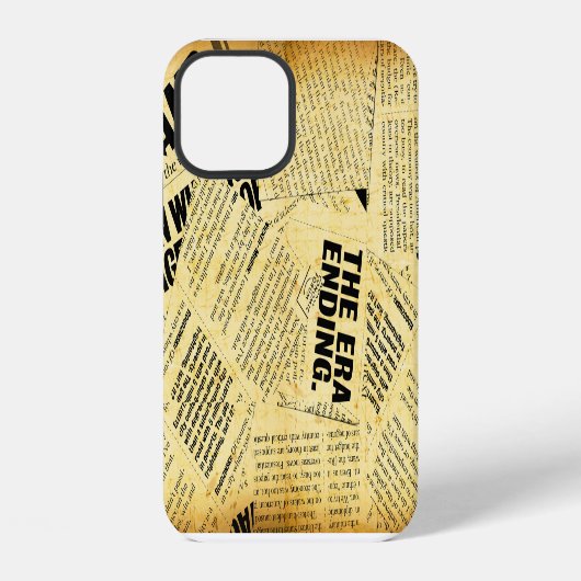 Kranten tekst met oud papier iPhone hoesje (Achterkant)