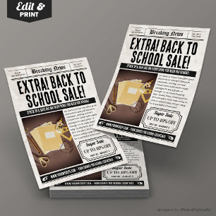 Kranten Terug naar Sale Flyer, Retro Custom Retail Flyer