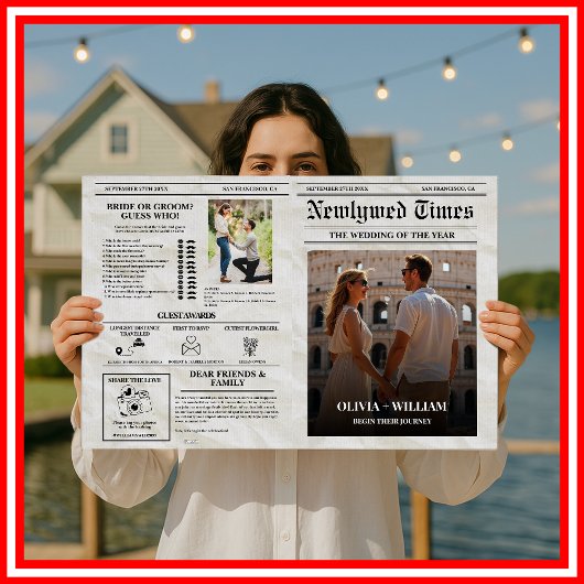 Kranten Trouwprogramma Vintage Unieke Tijdlijn Kaart