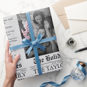 Kranten Uniek Plezier Nieuw Jaar Foto Cadeaupapier