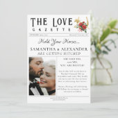 Kranten Unieke Chic Foto Bewaar de Datum Trouwen Kaart (Staand voorkant)